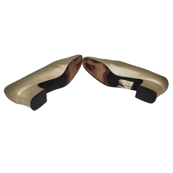 Vintage Stuart Weitzman Pumps Women Sz 8W Block Heel Copper 80s Designer Work - Picture 4 of 8